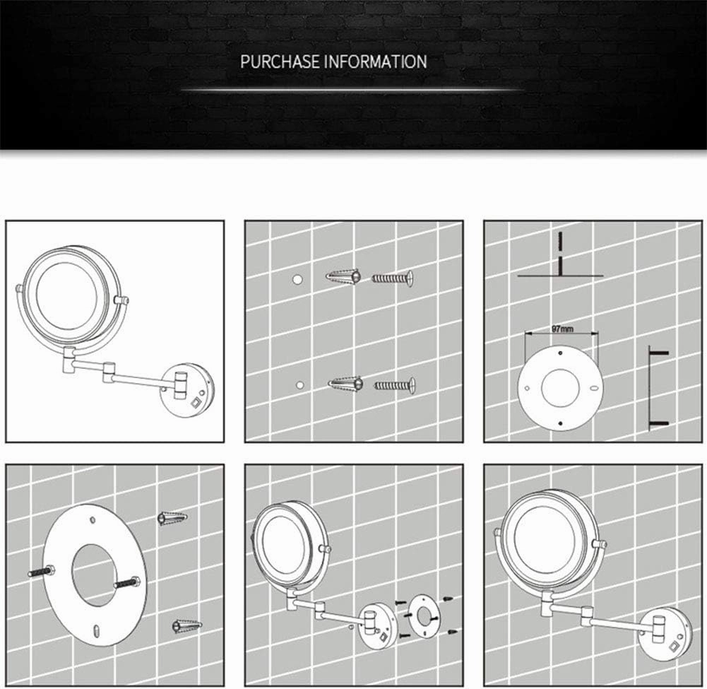 Wall Mounted Makeup Mirror with 3/5/7/10X Magnification, Two-Sided Swivel Wall Mount Mirror, Two-Sided Extendable, 360 Degree Swivel, No Light, for Girls
