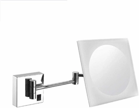 Wall-Mounted Makeup Mirror with 3X Magnification, LED Light, 360° Swivel, Extendable Arm, Square Single-Sided Mirror for Bathroom, Hotel, Spa