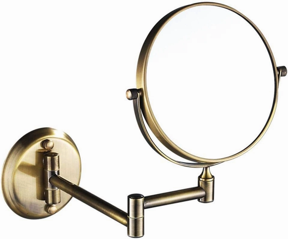 Wall Mounted Makeup Mirror with 3X Magnification, Makeup Mirror for Girls, 6 Inches, 360 Degree Swivel, Two-Sided Extendable, Bathroom and Hotel, Chrome Finish, Made of Brass(Antique Copper)
