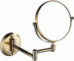 Wall Mounted Makeup Mirror with 3X Magnification, Makeup Mirror for Girls, 6 Inches, 360 Degree Swivel, Two-Sided Extendable, Bathroom and Hotel, Chrome Finish, Made of Brass(Antique Copper)