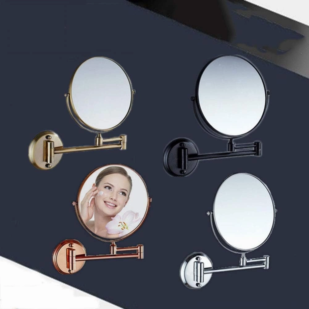 Wall Mounted Makeup Mirror with 3X Magnification, Makeup Mirror for Girls, 6 Inches, 360 Degree Swivel, Two-Sided Extendable, Bathroom and Hotel, Chrome Finish, Made of Brass(Antique Copper)