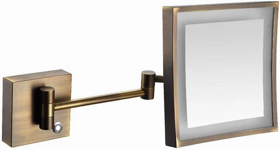 Wall Mounted Makeup Mirror with Lights and 3X Magnification, 360 Degree Swivel, Flexible Gooseneck, and Locking Suction, USB Rechargeable, for Bathroom