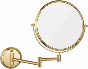 Wall Mounted Makeup Mirrors, 8 Inch Double Sided Vanity Mirrors with Magnifying, Bathroom Extendable Swivel Cosmetic Mirrors,Chrome,3X (Color : Gold, Size : 10X)