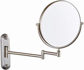 Wall Mounted Vanity Makeup Mirror, 8 Inch Makeup Mirror with Magnification, 360 Degree Swivel, Two-Sided Extendable, Makeup Mirror with 12" Extension for Bathroom & Bedroom (Color : Nickel, Size : 1