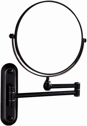 Wall Mounted Vanity Makeup Mirror, 8 Inch Makeup Mirror with Magnification, 360 Degree Swivel, Two-Sided Extendable, Makeup Mirror with 12" Extension for Bathroom & Bedroom(Matte Black,5X)