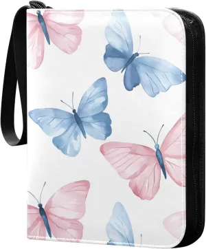 Watercolor Colorful Butterfly Pattern Card Holder, Card Holder Album with 400 Card Slots in 50 Pages for Display, Storage, Portability