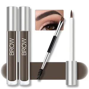 Waterproof Eyebrow Gel for Long Lasting, Highly Tinted Liquid Eye Brow Makeup, Sweatproof, Natural (Black Brown 2 pcs)