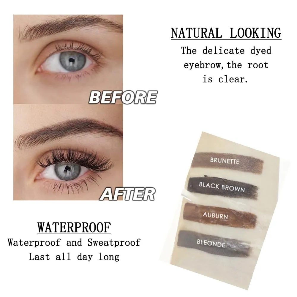 Waterproof Eyebrow Gel for Long Lasting, Highly Tinted Liquid Eye Brow Makeup, Sweatproof, Natural (Black Brown 2 pcs)