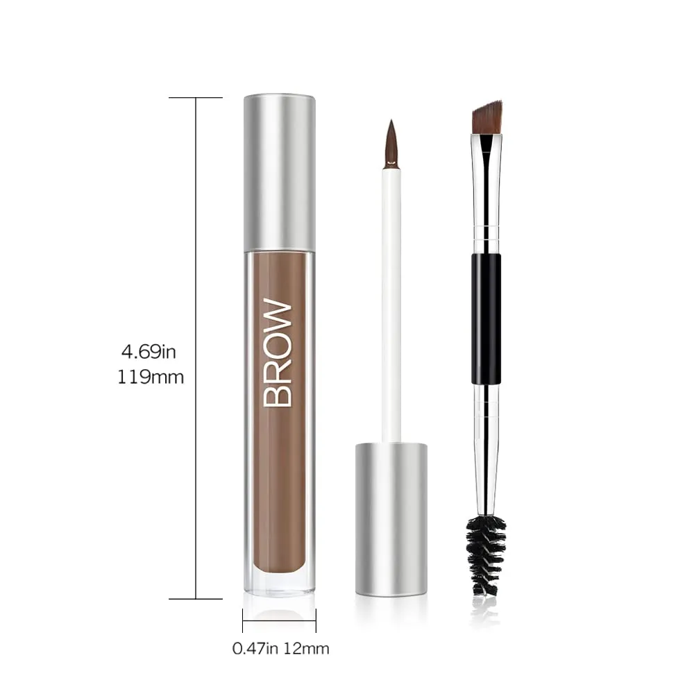 Waterproof Eyebrow Gel for Long Lasting, Highly Tinted Liquid Eye Brow Makeup, Sweatproof, Natural (Black Brown 2 pcs)