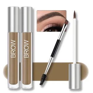 Waterproof Eyebrow Gel for Long Lasting, Highly Tinted Liquid Eye Brow Makeup, Sweatproof, Natural (Brunette 2 pcs)