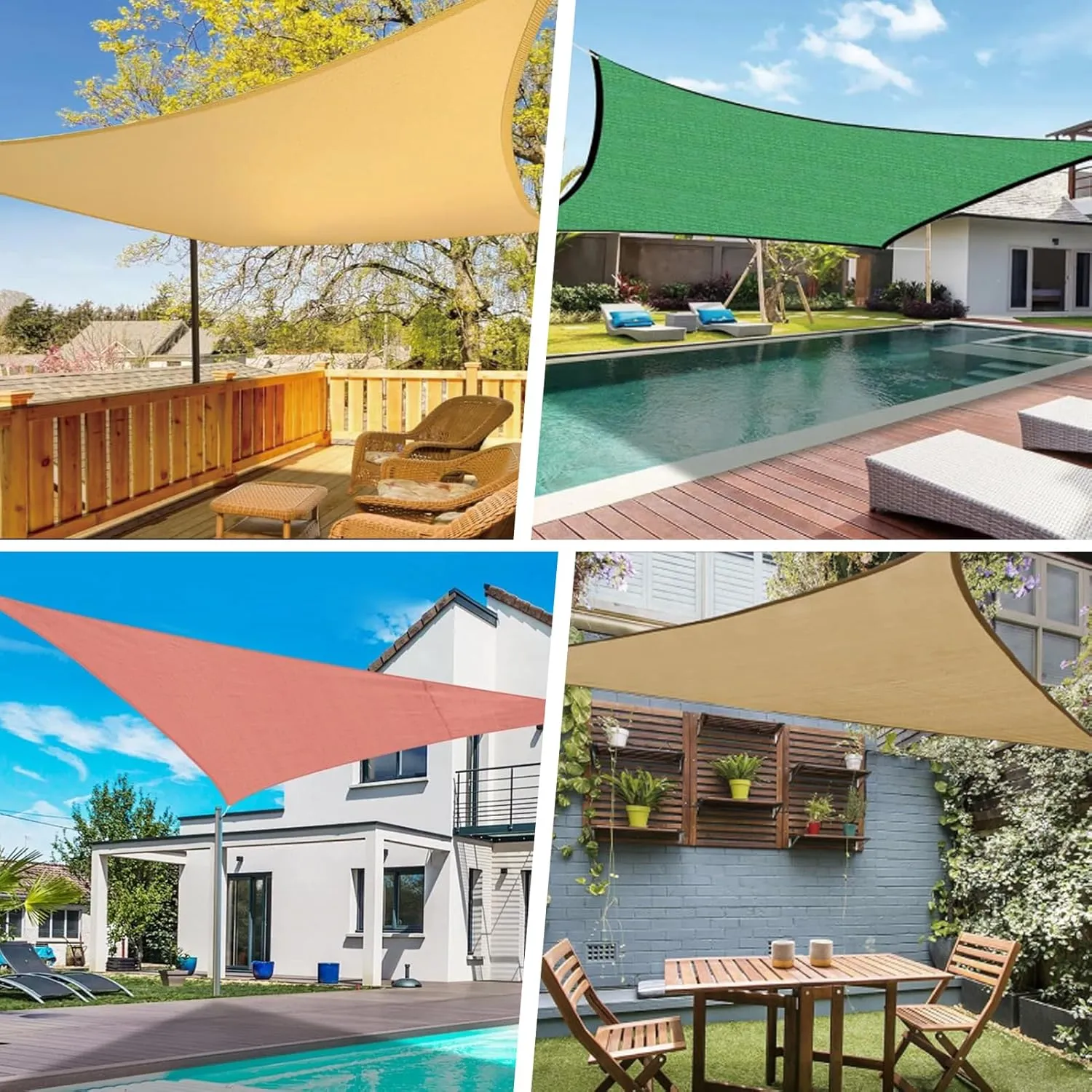 Waterproof Sun Shade Sail, 10' x 13' 95% UV Block Sun Shade Canopy Rectangle Outdoor Shade Cover, Awning Shelter for Outdoor Patio Garden Backyard, Customizable（Sand）
