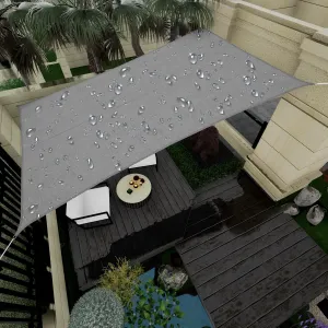 Waterproof Sun Shade Sail, 12' x 16' 95% UV Block Sun Shade Canopy Rectangle Outdoor Shade Cover, Awning Shelter for Outdoor Patio Garden Backyard, Customizable（Light Gray）