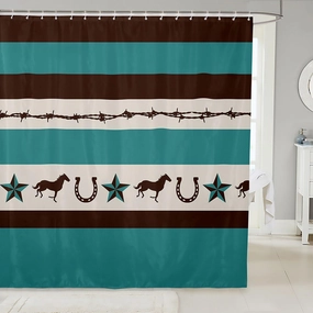 Western Fabric Shower Curtain, Southwestern Horse Shower Curtain, Rustic Farmhouse Waterproof Bathroom Curtains Western Decor, Tribal Horseshoe Vintage Bathroom Shower Curtain Sets, 72" W X 72" L