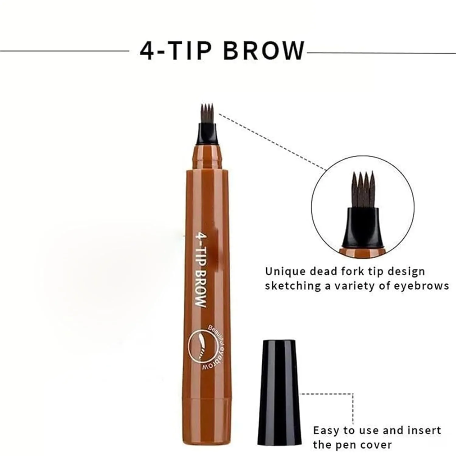 Whimsyard Eyebrow Pencil, Whimsyard Eyebrow, 3D Microblading 4-Tip Eyebrow Pen, Natural Eye Brow Pencils, Microblading Eyebrow Pen-Black