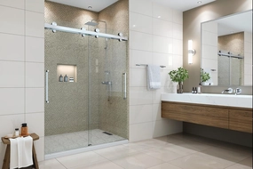 Windsor 3/8" Low Iron Glass 56.5-60" W x 78" H Twinglide Frameless Shower Door with Tempered Glass (Polished/Low Iron)