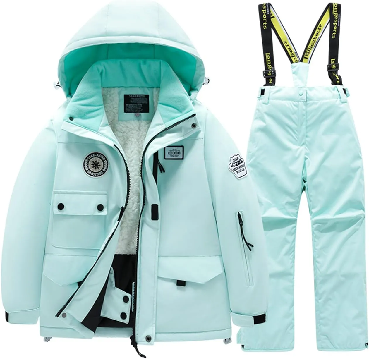 Winter Kids Boys Ski Suit Pants Jackets Sets Girls Snowbibs Snowboarding Clothes