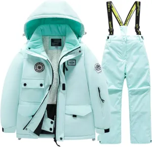 Winter Kids Boys Ski Suit Pants Jackets Sets Girls Snowbibs Snowboarding Clothes