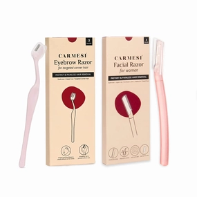 Women Face Hair Removal Pack | 3 Face Razors And 3 Eyebrow Razor | Instant & Painless Hair Removal | Precision Shave | No Cuts