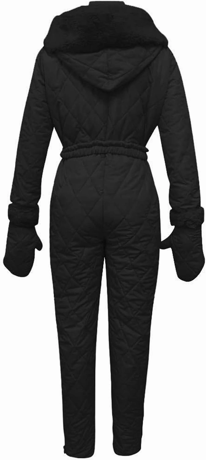 Womens One Piece Snowsuit 2024 Winter Onesie Warming Ski Suit Baggy Ski Outfits Outdoor Sports Skiwear