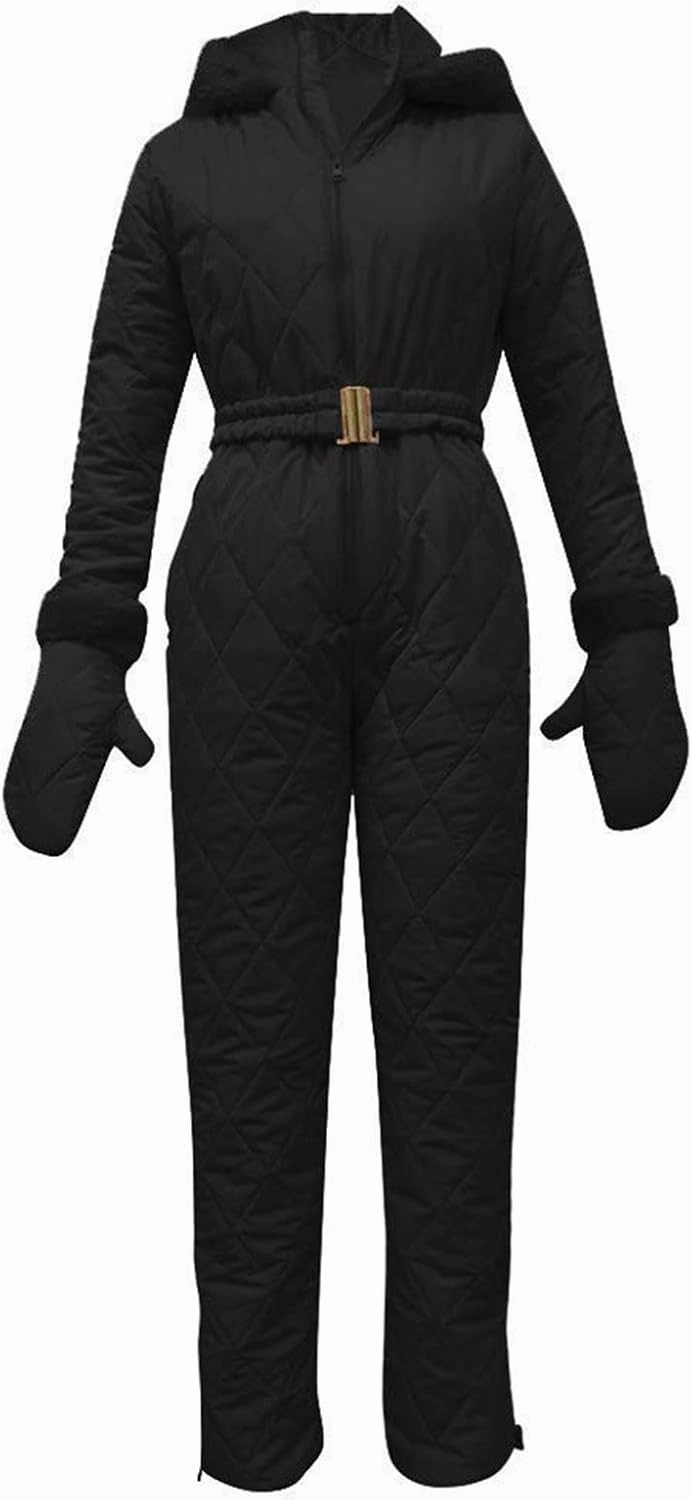Womens One Piece Snowsuit 2024 Winter Onesie Warming Ski Suit Baggy Ski Outfits Outdoor Sports Skiwear