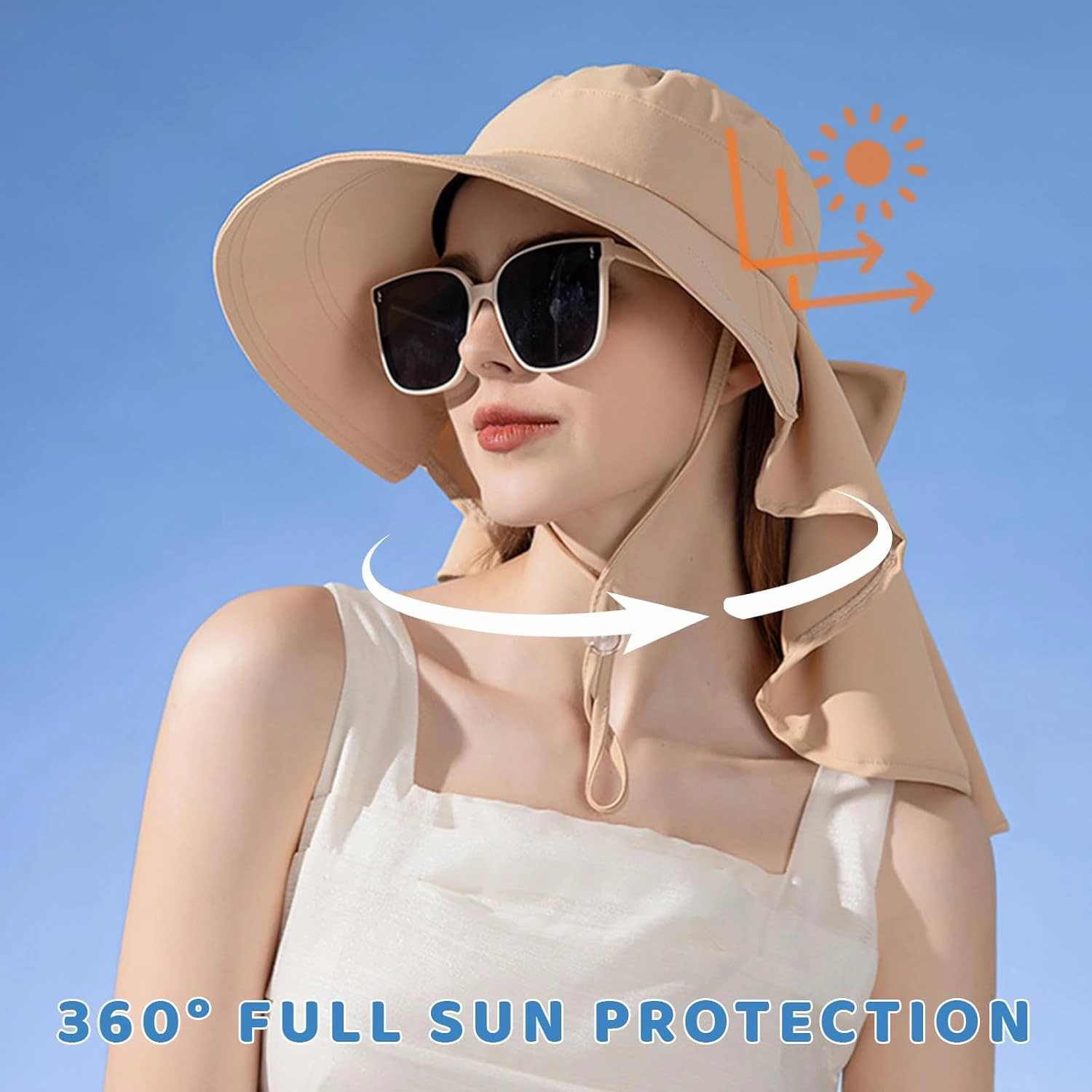 Womens Sun Hat UPF 50  Wide Brim Gardening Hat with Neck Flap