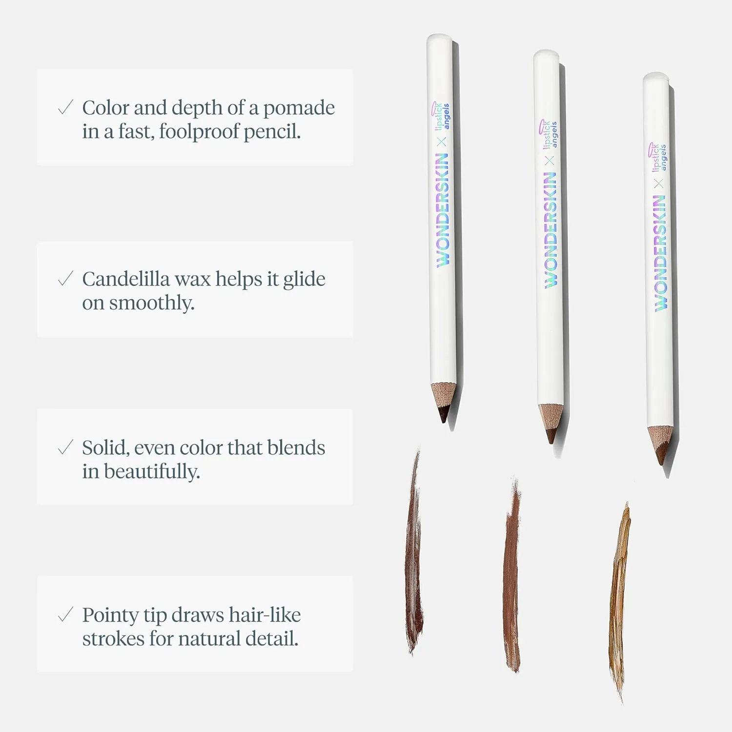WONDERSKIN Eyebrow Pencil - Sharpenable Brow Pencil For Natural Looking Brows, Brown Eye Makeup, Long Lasting Eyebrow Pomade (Brunette)