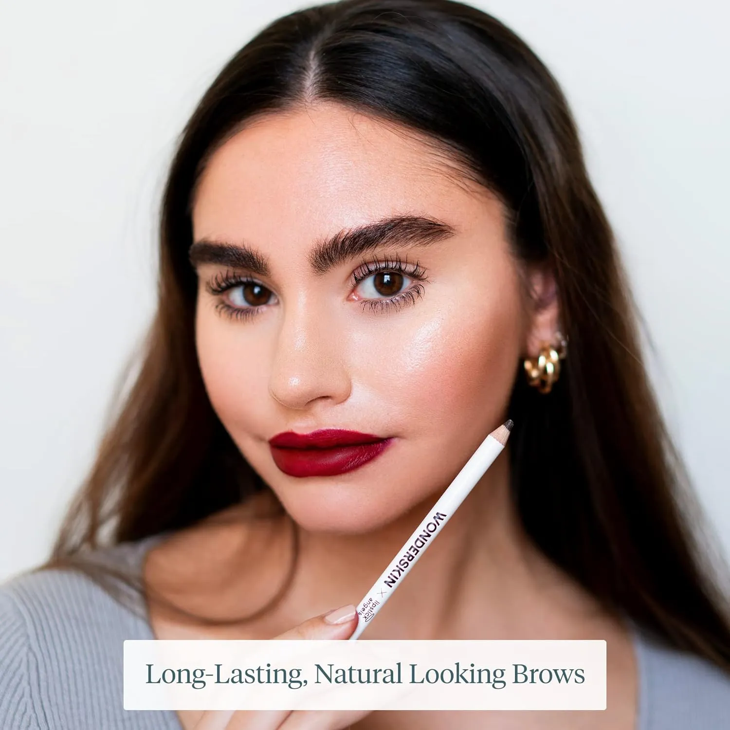 WONDERSKIN Eyebrow Pencil - Sharpenable Brow Pencil For Natural Looking Brows, Brown Eye Makeup, Long Lasting Eyebrow Pomade (Brunette)