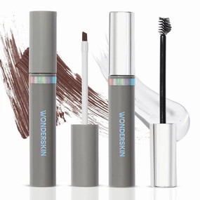 Wonderskin Wonder Blading Brow Stain & Go Masque with Brow Styler Gel, Long Lasting Eyebrow Tint and Clear Gel, Volumizing and Smudge Proof (Dark Brunette)