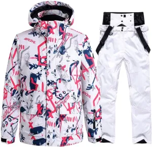 WOWULOVELY Men's Winter Snowsuit Waterproof Windproof Mountain Jacket and Pant Sets Insulated Snowboarding Skisuit