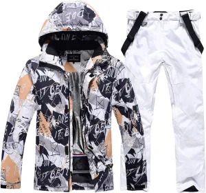 WOWULOVELY Men's Winter Snowsuit Waterproof Windproof Mountain Jacket and Pant Sets Insulated Snowboarding Skisuit