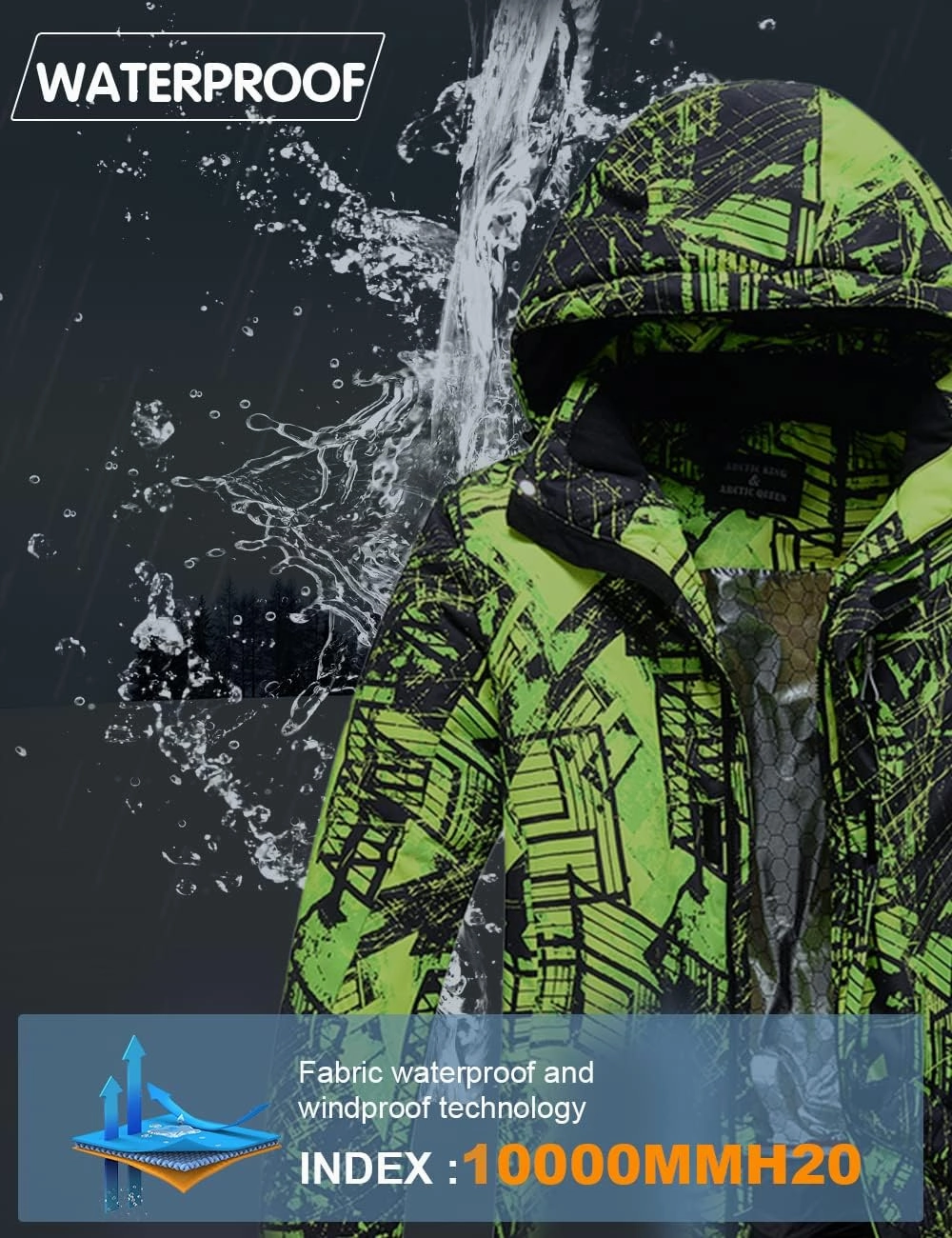 WOWULOVELY Men's Winter Snowsuit Waterproof Windproof Mountain Jacket and Pant Sets Insulated Snowboarding Skisuit