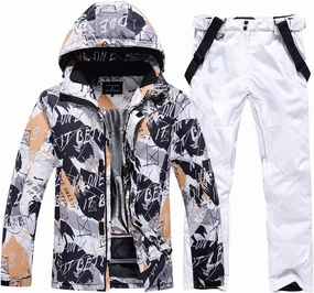 WOWULOVELY Men's Winter Snowsuit Waterproof Windproof Mountain Jacket and Pant Sets Insulated Snowboarding Skisuit