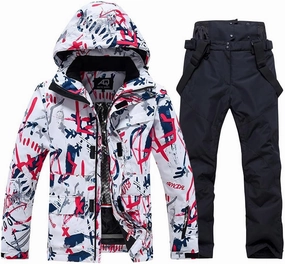 WOWULOVELY Men's Winter Snowsuit Waterproof Windproof Mountain Jacket and Pant Sets Insulated Snowboarding Skisuit