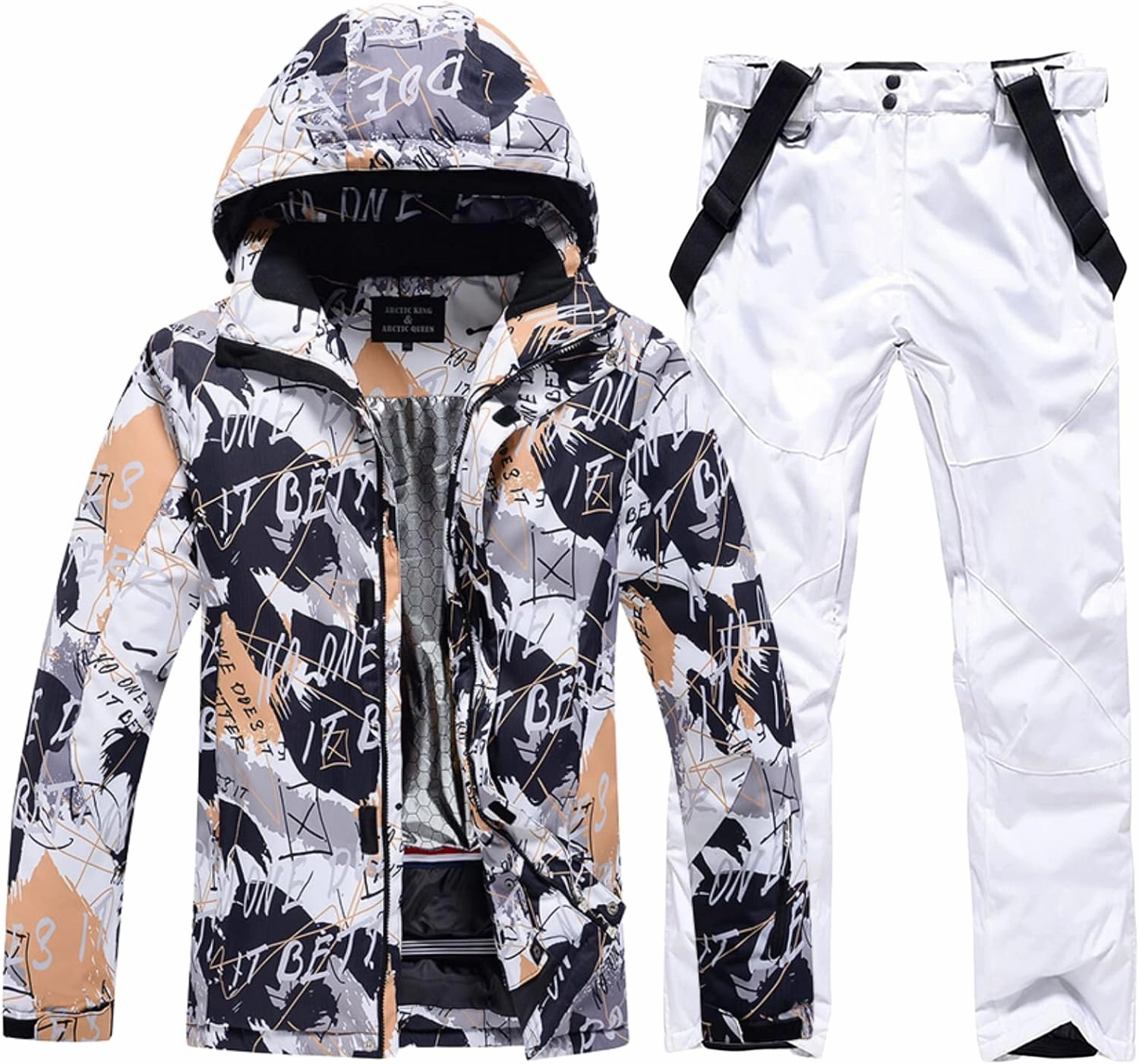 WOWULOVELY Men's Winter Snowsuit Waterproof Windproof Mountain Jacket and Pant Sets Insulated Snowboarding Skisuit
