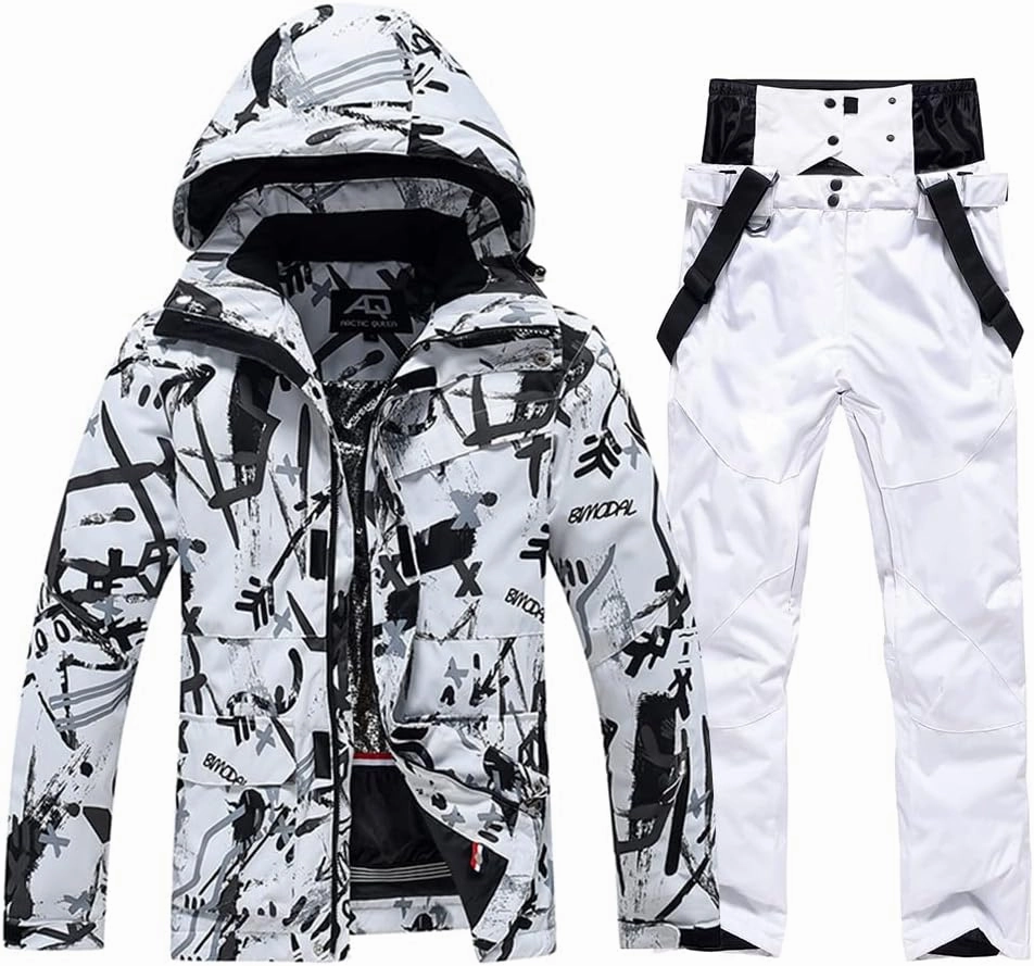 WOWULOVELY Men's Winter Snowsuit Waterproof Windproof Mountain Jacket and Pant Sets Insulated Snowboarding Skisuit
