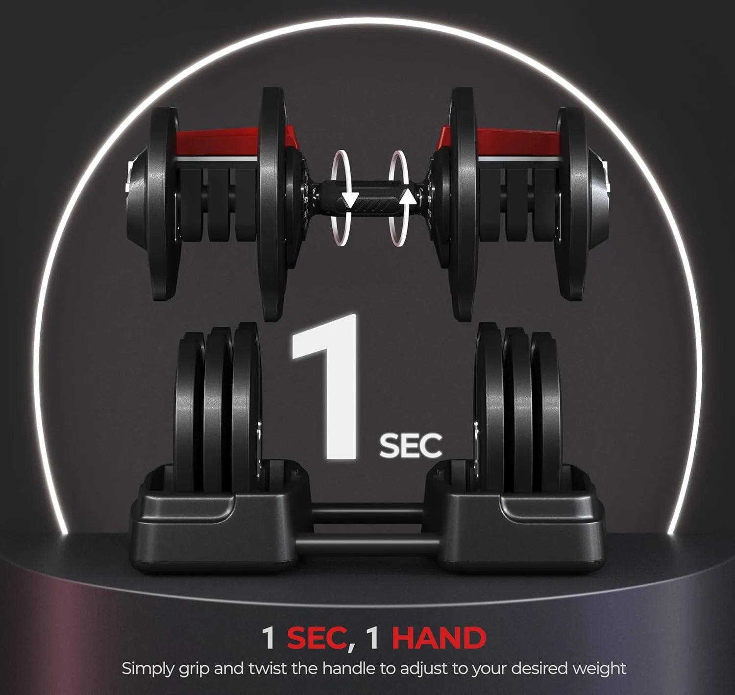 Yaheetech Adjustable Dumbbell Set Free Weight Dumbbells 40lbs/52.5lbs/90lbs Fast Adjust Dumbbells Dumbbell Weight Set, with Tray for Men/Women Strength Training Equipment