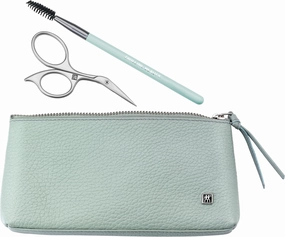 ZWILLING TWINOX eyebrow set with hairbrush and scissors, gift set leather case, stainless steel, turquoise